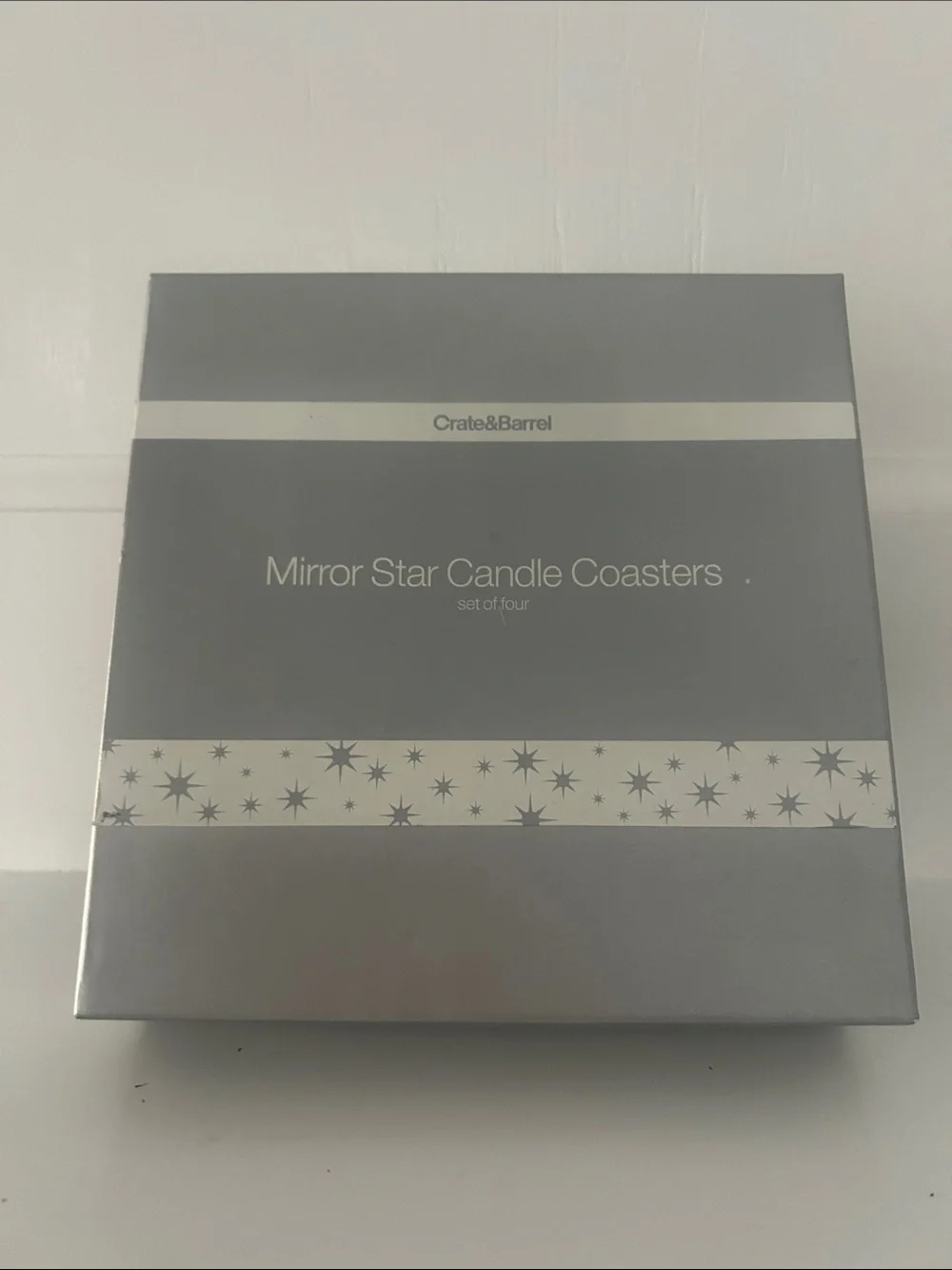 Crate&Barrel Silver Mirror Star Candle Coaster Set